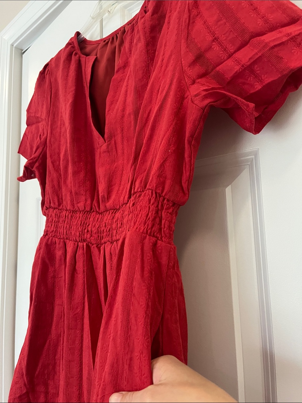 Red Tiered Cotton Midi Dress - Sm/Med. - Picture 6 of 7